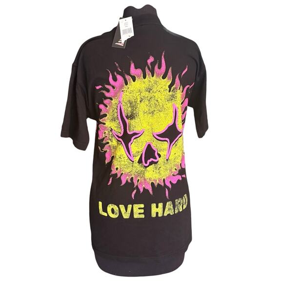 Toxicity Trouble in Paradise Tee Sz S Black Y2K Butterfly Love Hard - Picture 4 of 5